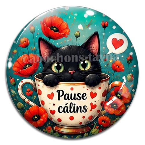 Cabochon chat, résine ou verre rond différente taille