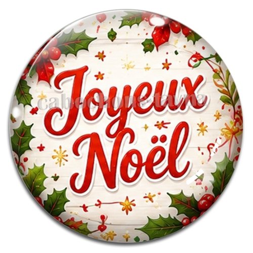 Cabochon joyeux noël, résine ou verre rond différente taille