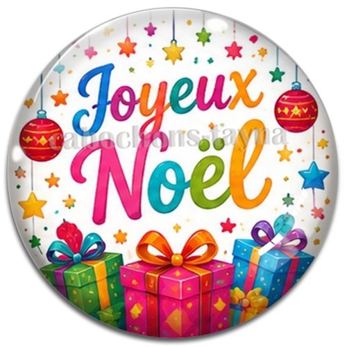 Cabochon joyeux noël, résine ou verre rond différente taille
