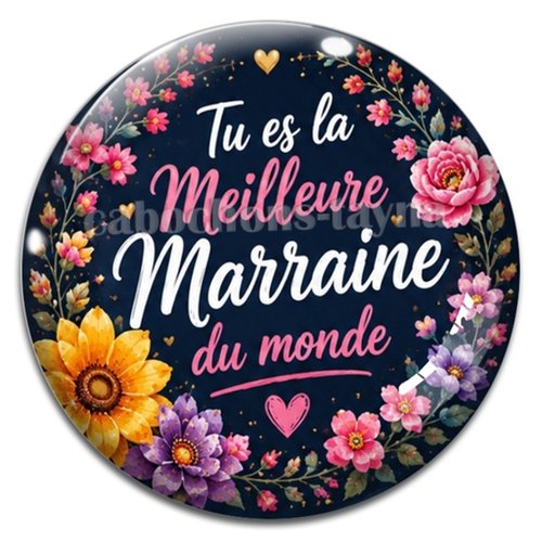 Cabochon tu es la meilleure marraine du monde, résine ou verre rond différente taille