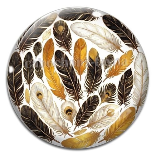 Cabochon plume, résine ou verre rond différente taille