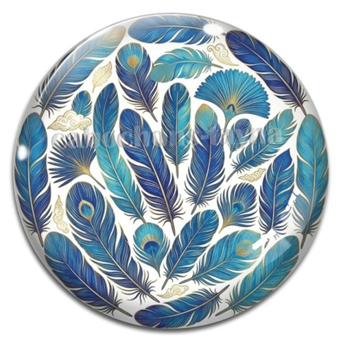 Cabochon plume, résine ou verre rond différente taille