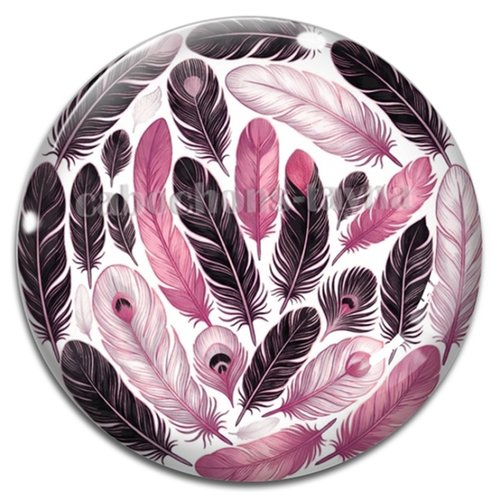 Cabochon plume, résine ou verre rond différente taille