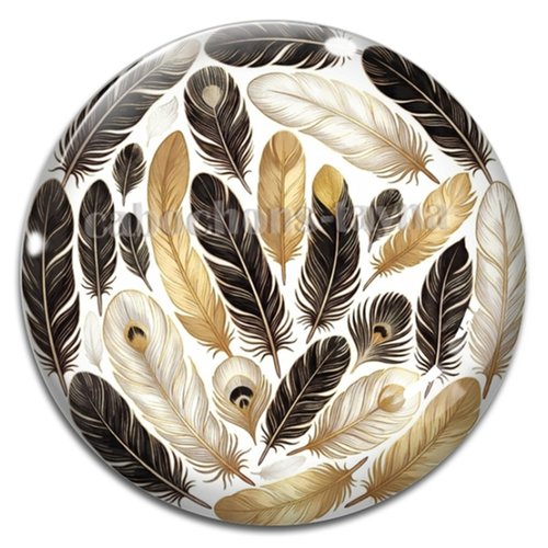 Cabochon plume, résine ou verre rond différente taille