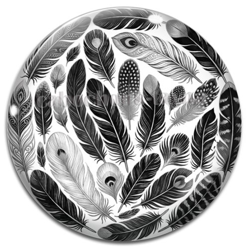 Cabochon plume, résine ou verre rond différente taille