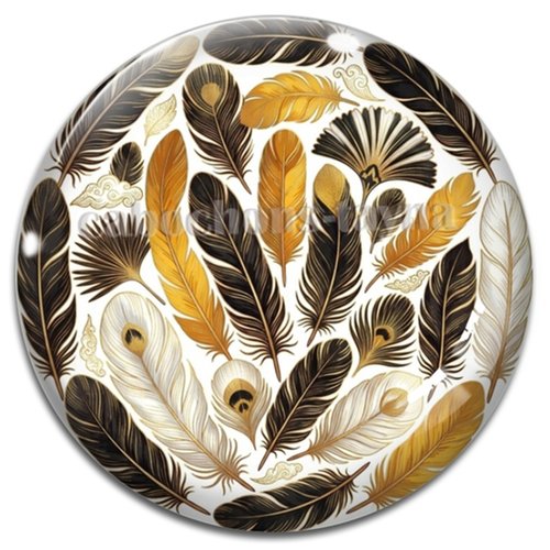 Cabochon plume, résine ou verre rond différente taille