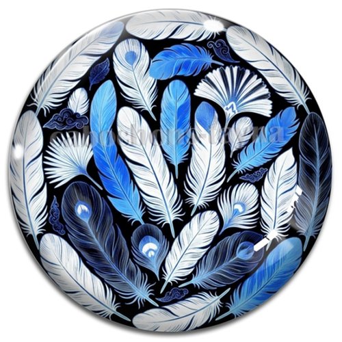 Cabochon plume, résine ou verre rond différente taille