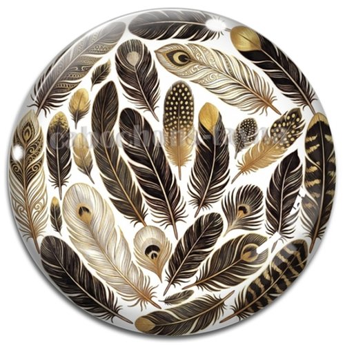 Cabochon plume, résine ou verre rond différente taille