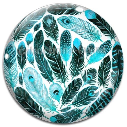 Cabochon plume, résine ou verre rond différente taille