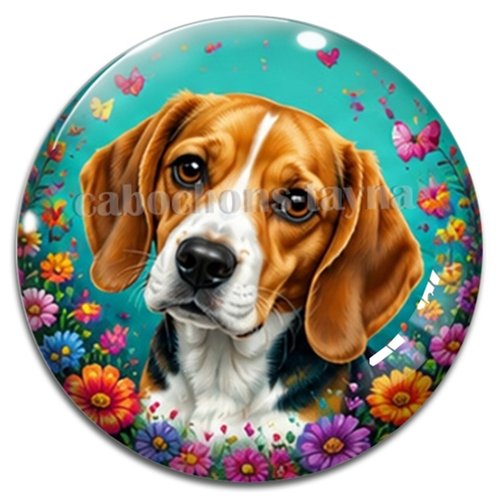 Cabochon chien, résine ou verre rond différente taille