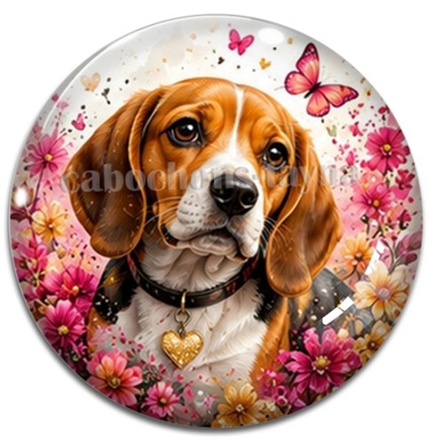Cabochon chien, résine ou verre rond différente taille