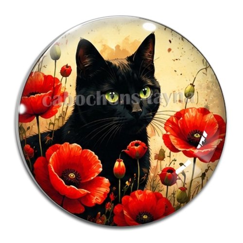 Cabochon chat, résine ou verre rond différente taille