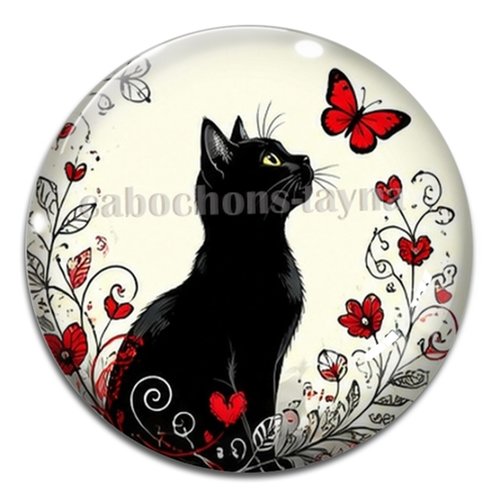 Cabochon chat, résine ou verre rond différente taille