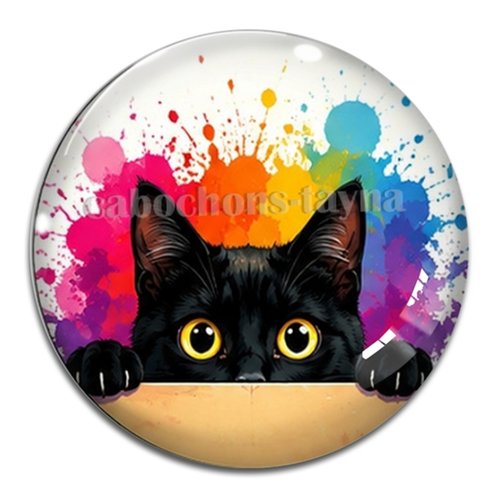 Cabochon chat, résine ou verre rond différente taille