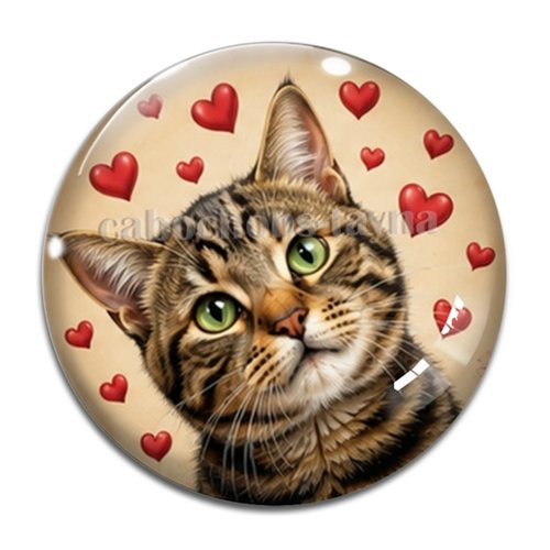 Cabochon chat, résine ou verre rond différente taille
