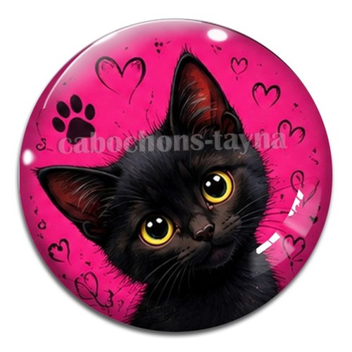 Cabochon chat, résine ou verre rond différente taille