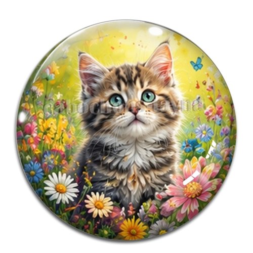 Cabochon chat, résine ou verre rond différente taille