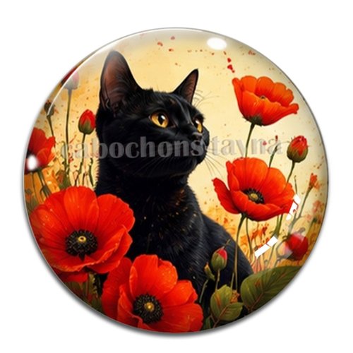 Cabochon chat, résine ou verre rond différente taille