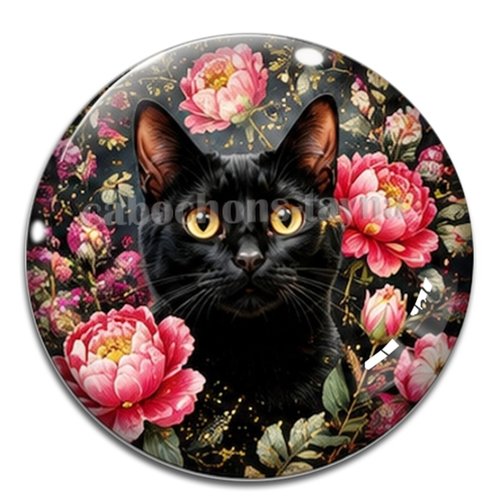 Cabochon chat, résine ou verre rond différente taille