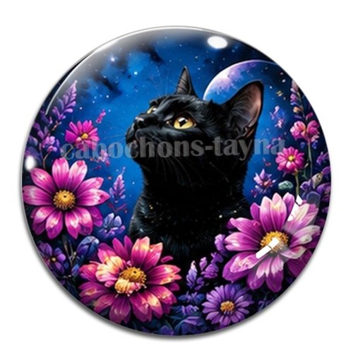 Cabochon chat, résine ou verre rond différente taille