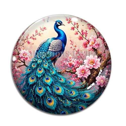 Cabochon paon, cabochon résine ou verre rond différente taille