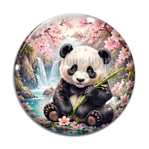 Cabochon panda, cabochon résine ou verre rond différente taille
