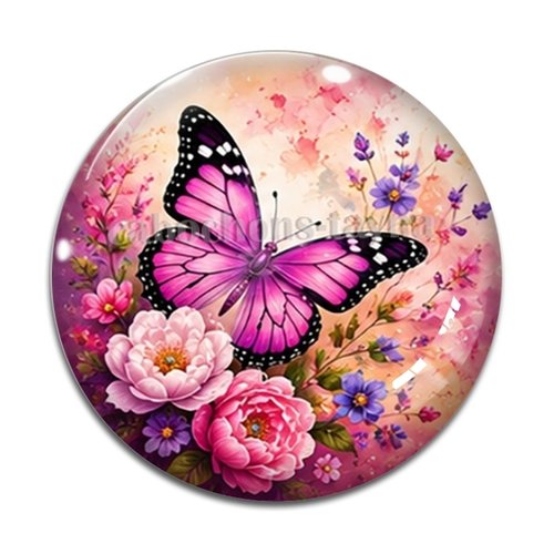 Cabochon papillon, cabochon résine ou verre rond différente taille