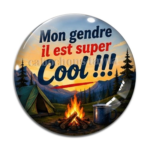 Cabochon mon gendre il est super cool, cabochon résine, verre rond différente taille