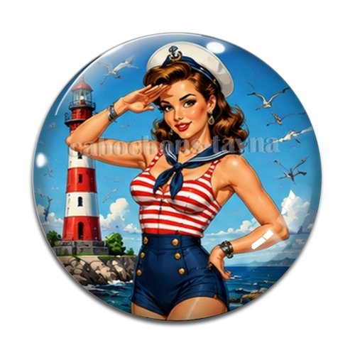Cabochon pin up, résine ou verre rond différente taille