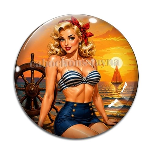 Cabochon pin up, résine ou verre rond différente taille