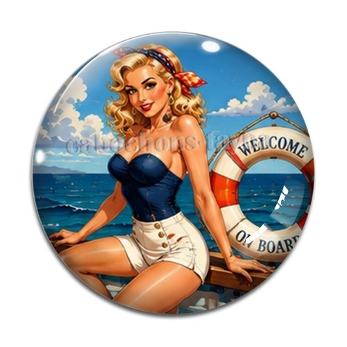 Cabochon pin up, résine ou verre rond différente taille