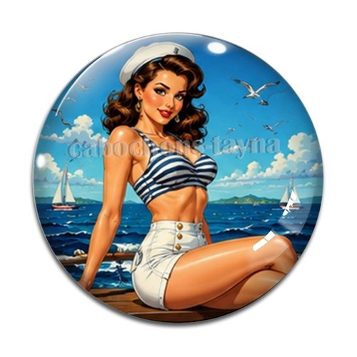 Cabochon pin up, résine ou verre rond différente taille