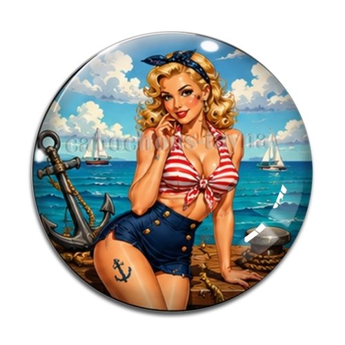 Cabochon pin up, résine ou verre rond différente taille