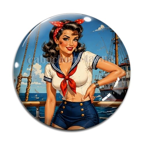 Cabochon pin up, résine ou verre rond différente taille