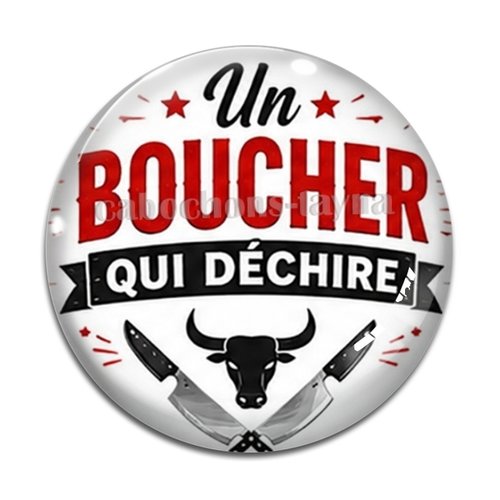 Cabochon un boucher qui déchire – résine ou verre – différentes tailles disponibles