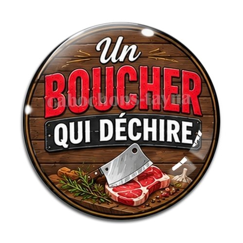 Cabochon un boucher qui déchire – résine ou verre – différentes tailles disponibles