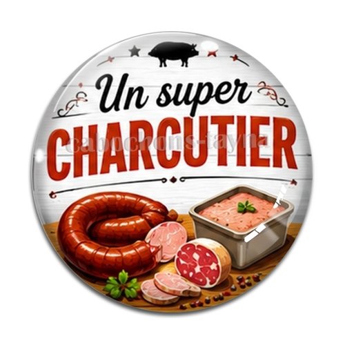 Cabochon un super charcutier – résine ou verre – différentes tailles disponibles