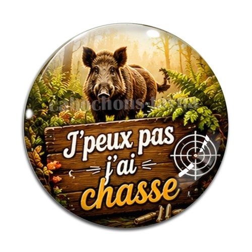 Cabochon j'peux pas j'ai chasse, résine ou verre différente taille