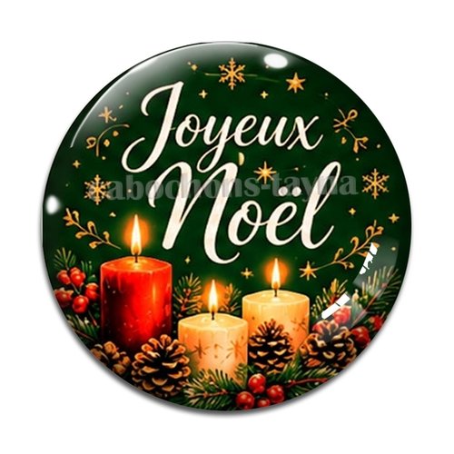 Cabochon joyeux noël, résine ou verre rond différente taille