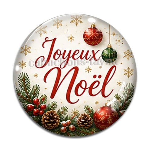 Cabochon joyeux noël, résine ou verre rond différente taille