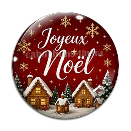 Cabochon joyeux noël, résine ou verre rond différente taille
