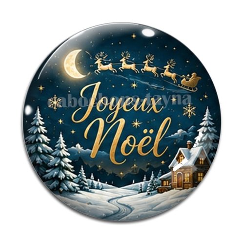 Cabochon joyeux noël, résine ou verre rond différente taille