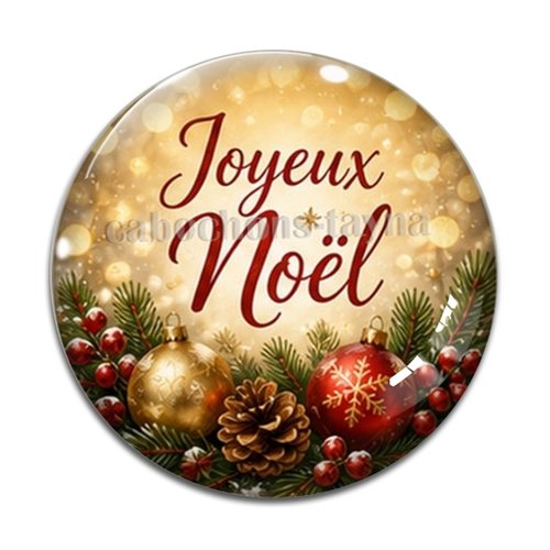 Cabochon joyeux noël, résine ou verre rond différente taille