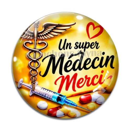 Cabochon un super médecin merci, cabochon résine, verre rond différente taille