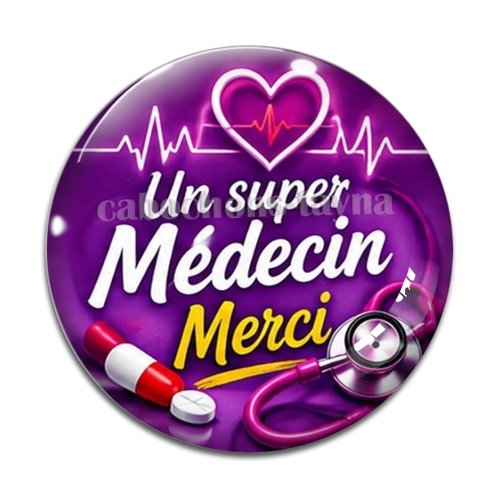 Cabochon un super médecin merci, cabochon résine, verre rond différente taille