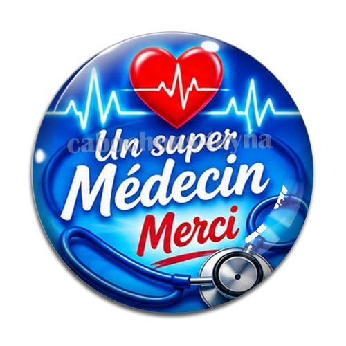 Cabochon un super médecin merci, cabochon résine, verre rond différente taille