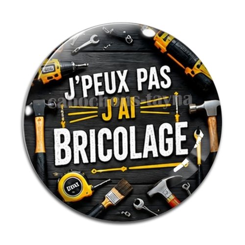 Cabochon j'peux pas j'ai bricolage – résine ou verre – différentes tailles disponibles