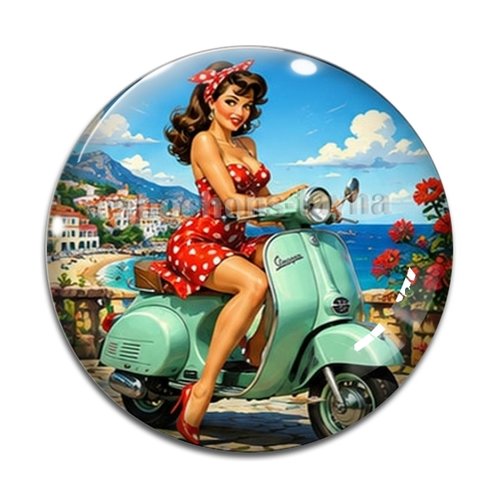 Cabochon pin up, résine ou verre rond différente taille