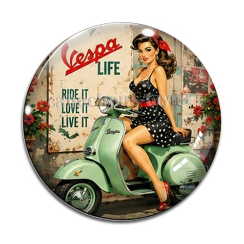 Cabochon pin up, résine ou verre rond différente taille