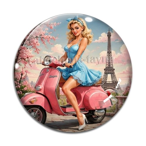 Cabochon pin up, résine ou verre rond différente taille